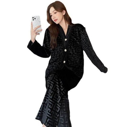 New Gold Velvet Pajamas Women's Suit - www.Shopthatapp.com #