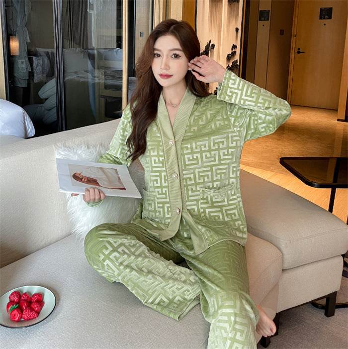 New Gold Velvet Pajamas Women's Suit - www.Shopthatapp.com