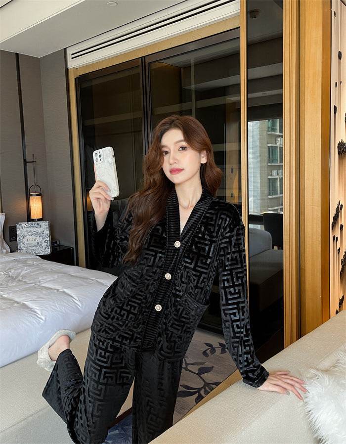 New Gold Velvet Pajamas Women's Suit - www.Shopthatapp.com