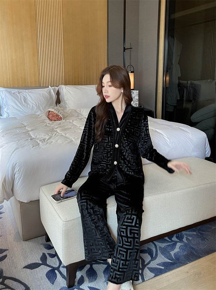 New Gold Velvet Pajamas Women's Suit - www.Shopthatapp.com