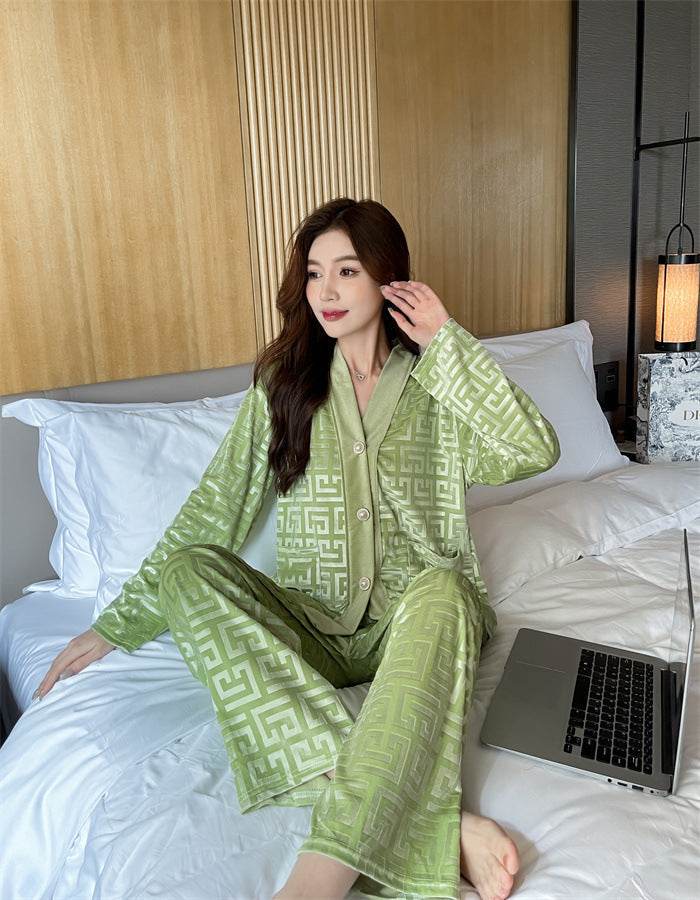 New Gold Velvet Pajamas Women's Suit - www.Shopthatapp.com