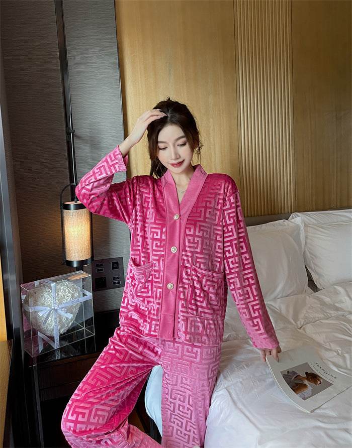 New Gold Velvet Pajamas Women's Suit - www.Shopthatapp.com