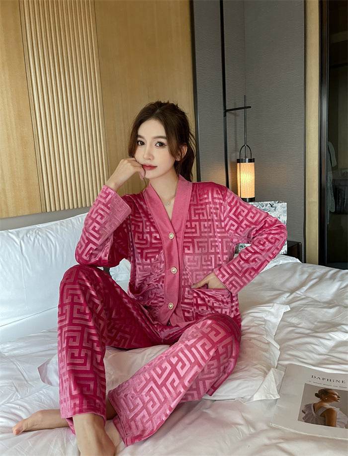 New Gold Velvet Pajamas Women's Suit - www.Shopthatapp.com