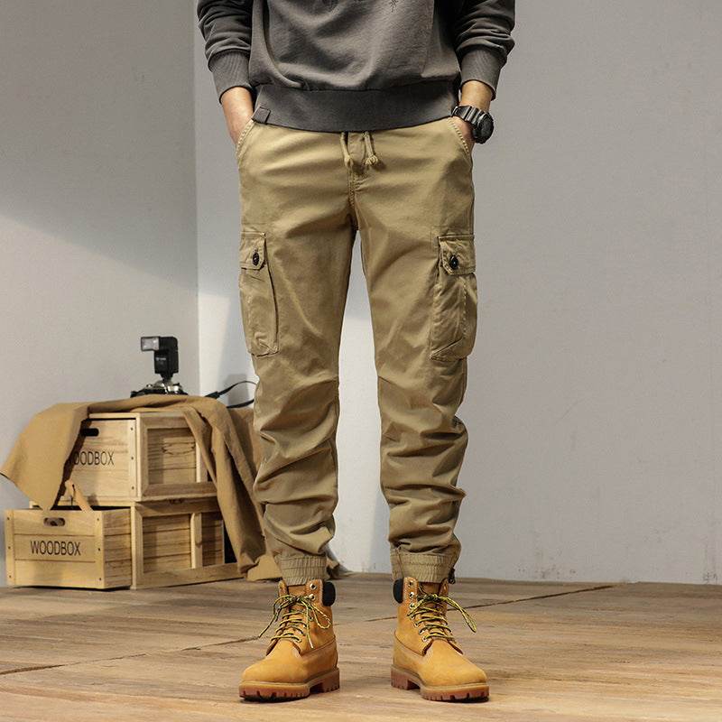 New Retro Ankle-tied Loose Overalls Versatile Casual Cargo Pant men - www.Shopthatapp.com #