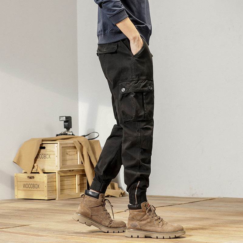New Retro Ankle-tied Loose Overalls Versatile Casual Cargo Pant men - www.Shopthatapp.com #