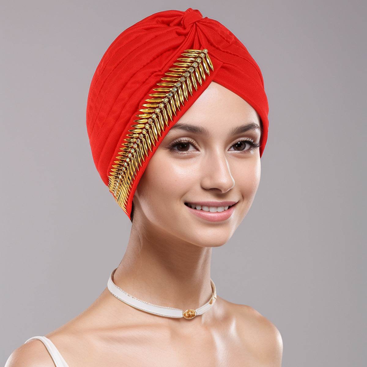 New Rhinestone Turban Cap For Women Pleated Elastic Head Wrap Stylish Ramadan Head Scarf Bonnet Chemo Cap Wedding African Hat - www.Shopthatapp.com #