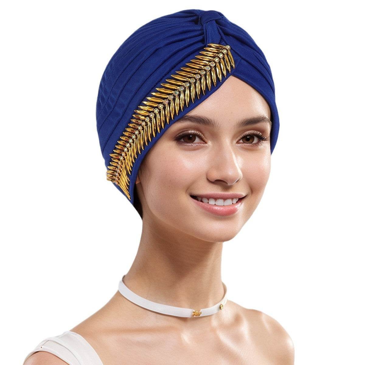 New Rhinestone Turban Cap For Women Pleated Elastic Head Wrap Stylish Ramadan Head Scarf Bonnet Chemo Cap Wedding African Hat - www.Shopthatapp.com #