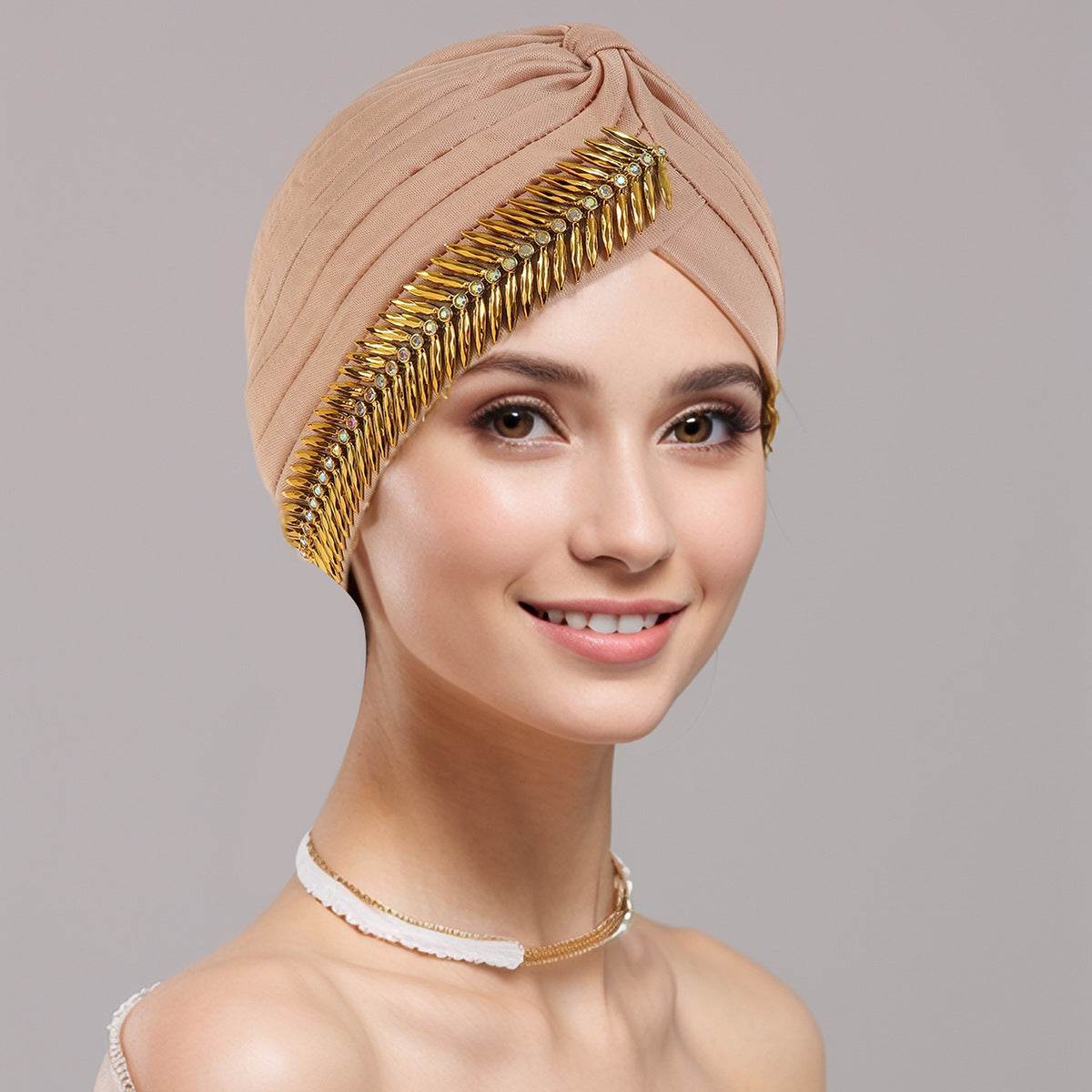 New Rhinestone Turban Cap For Women Pleated Elastic Head Wrap Stylish Ramadan Head Scarf Bonnet Chemo Cap Wedding African Hat - www.Shopthatapp.com #