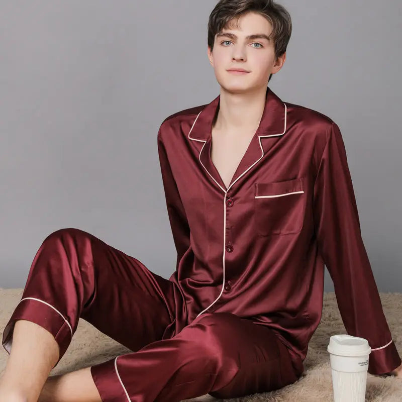 New Spring And Autumn Silk Couple Pajamas For Women - www.Shopthatapp.com