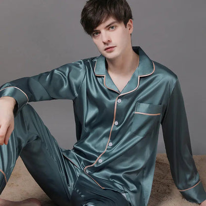 New Spring And Autumn Silk Couple Pajamas For Women - www.Shopthatapp.com #