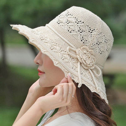 New Summer Outdoor Sunshade UV Protection Wide Brim Crotchet Sun Hat with neck flap for women - www.Shopthatapp.com #