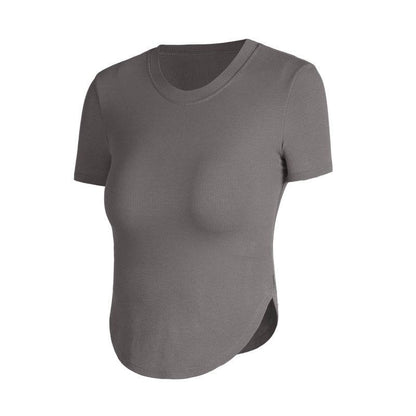 Nude feel Short-sleeved Workout Top Running gym top women - www.Shopthatapp.com #