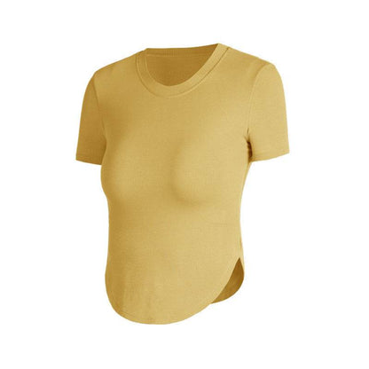 Nude feel Short-sleeved Workout Top Running gym top women - www.Shopthatapp.com #