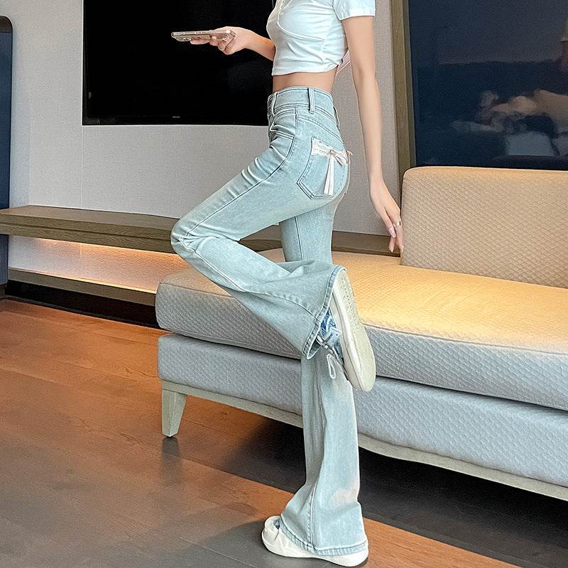 High Waist Light Blue Bootcut Jean pant women Flared Denim Pant - www.Shopthatapp.com