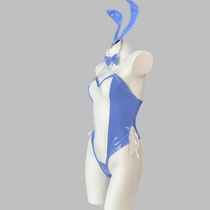 Bunny Girl PU Leather See Through Cosplay Bodysuit Costume Lingerie - www.Shopthatapp.com