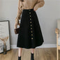 Retro Button A-line Fashion flared Corduroy Midi Skirt - www.Shopthatapp.com