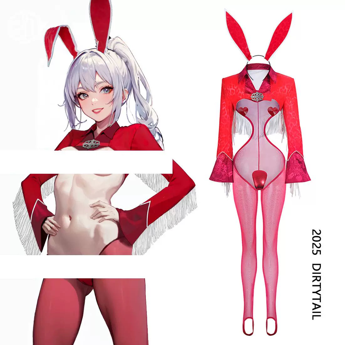 Wild Bunny Cow Girl PU Leather Jacket Sheer Sexy Ligerie Cosplay Costume Set - www.Shopthatapp.com
