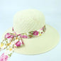 Summer Women's Wide Brim Bowknot All-Match woven Sun Hat