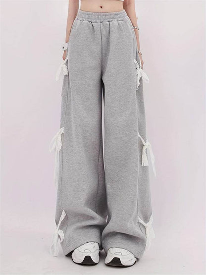 Fashion Bow lace up Oversized Baggy Sweat Pant women - www.Shopthatapp.com