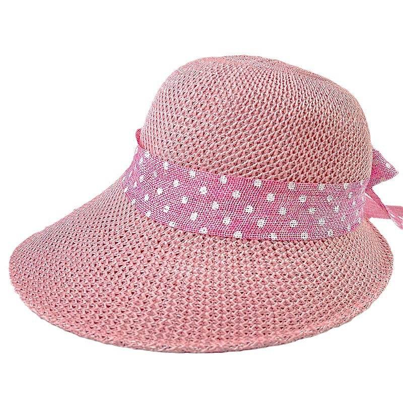 Summer Women's Wide Brim Bowknot All-Match woven Sun Hat