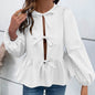 Casual Loose Lantern sleeve Buckle blouse Top For Women - www.Shopthatapp.com