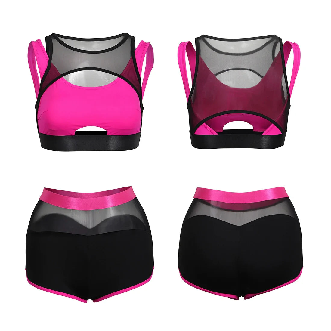 Anime Style Short Gymnastics Uniform Sheer Mesh Volleyball Sports Activewear - www.Shopthatapp.com