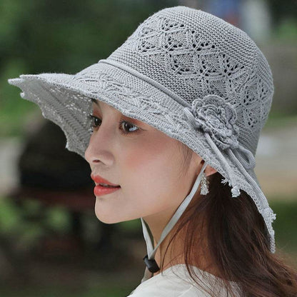 New Summer Outdoor Sunshade UV Protection Wide Brim Crotchet Sun Hat with neck flap for women - www.Shopthatapp.com