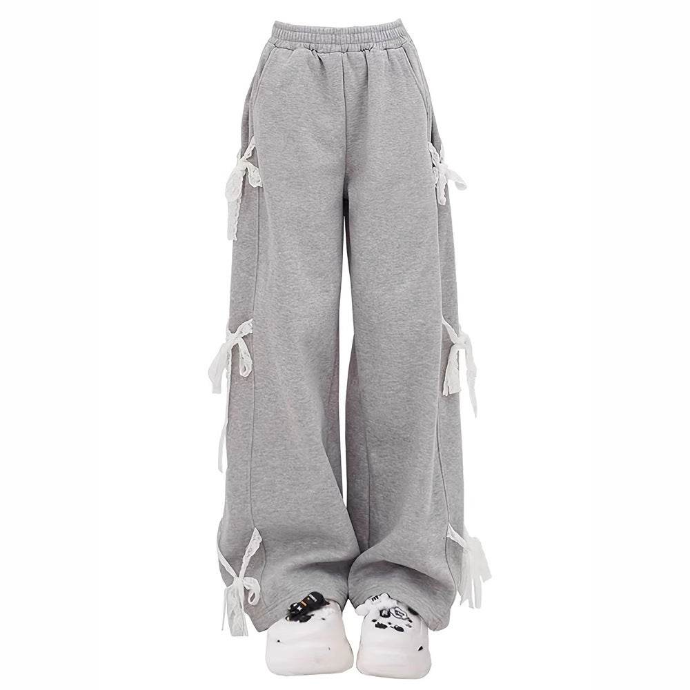 Fashion Bow lace up Oversized Baggy Sweat Pant women - www.Shopthatapp.com