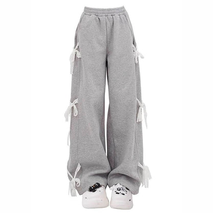 Fashion Bow lace up Oversized Baggy Sweat Pant women - www.Shopthatapp.com