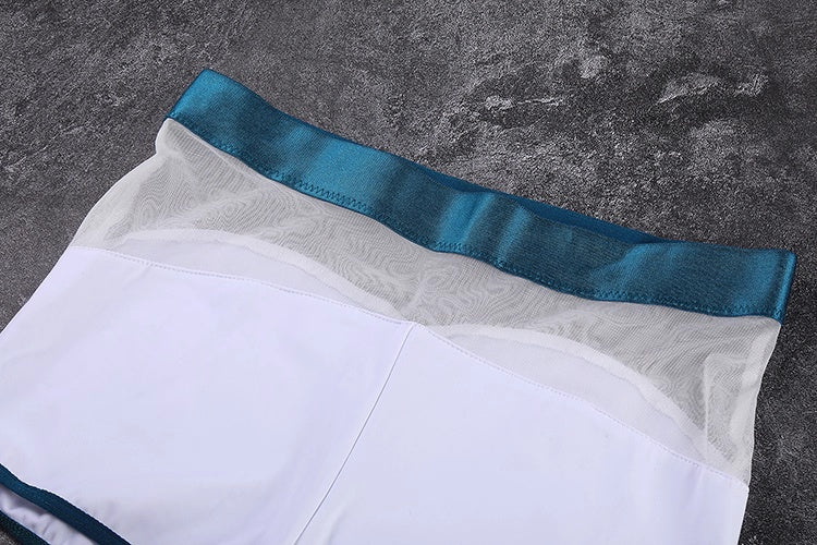 Anime Style Short Gymnastics Uniform Sheer Mesh Volleyball Sports Activewear - www.Shopthatapp.com