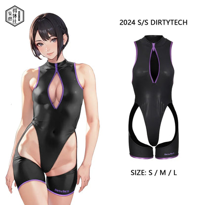 Anime Style Sexy One-piece Swimsuit Front Zipper Spandex Racing Swimwear Bodysuit - www.Shopthatapp.com
