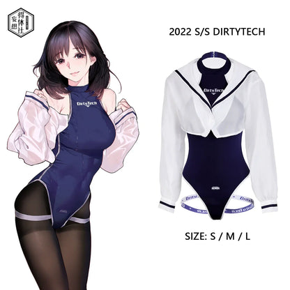Anime Style JK One Piece Swimsuit with Jacket Spandex Racing Suit Wet Suit - www.Shopthatapp.com