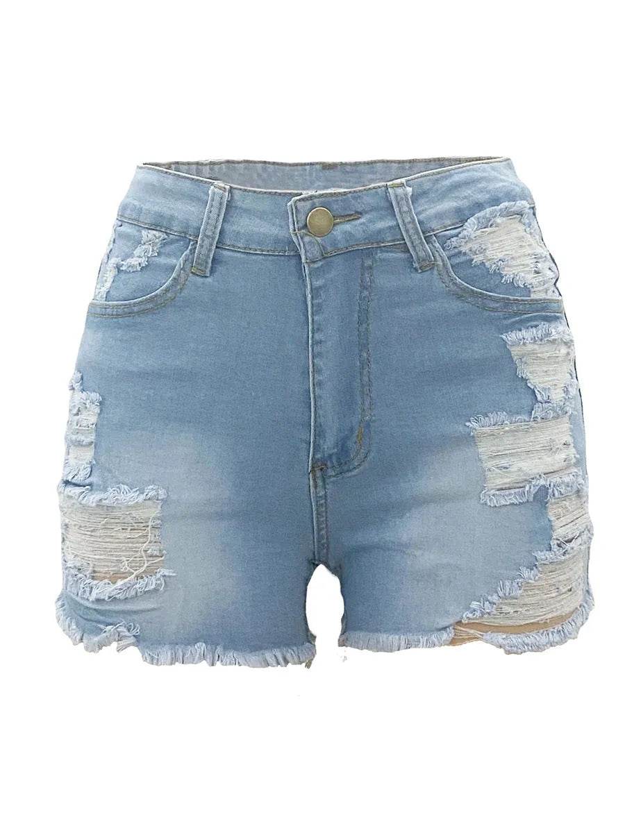 High Elastic Ripped Jeans Denim Shorts For Women - www.Shopthatapp.com