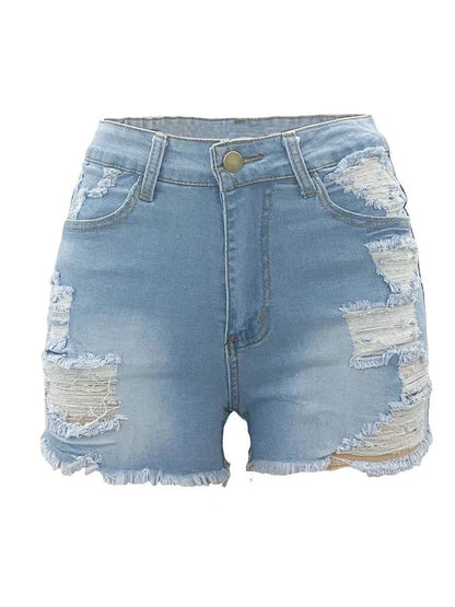 High Elastic Ripped Jeans Denim Shorts For Women - www.Shopthatapp.com