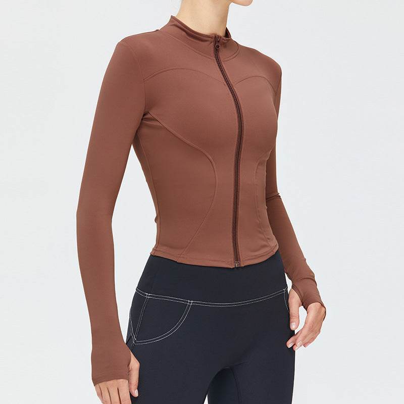 Autumn Winter Long Sleeve Zipper Slim fit Workout Top for women - www.Shopthatapp.com