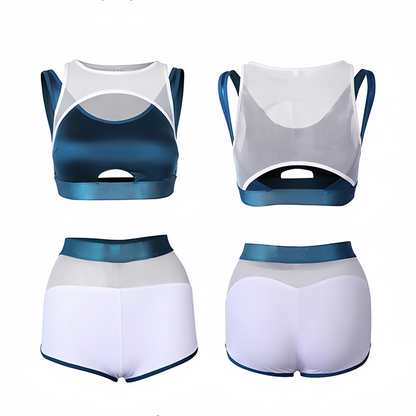 Anime Style Short Gymnastics Uniform Sheer Mesh Volleyball Sports Activewear - www.Shopthatapp.com