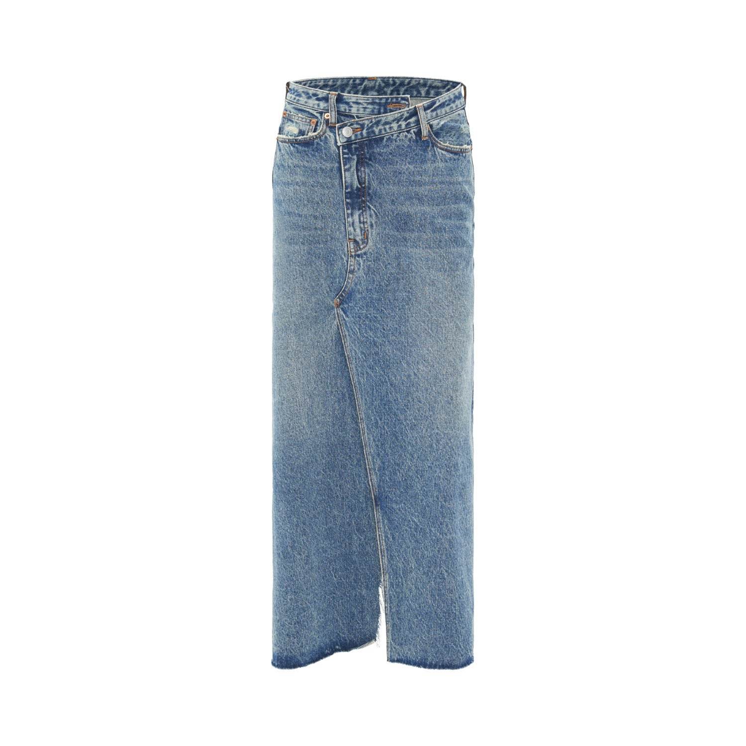 Washed Denim Front Split High-grade Jeans Skirt - www.Shopthatapp.com