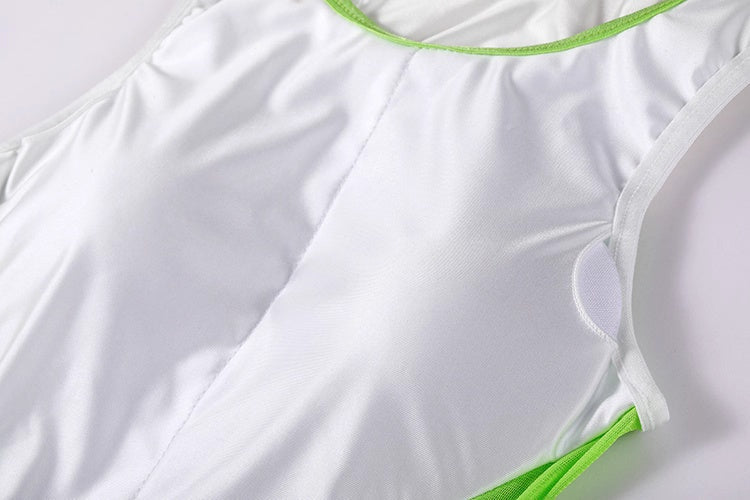 Anime Style One-piece Sexy Racing Swimsuit with Mesh Sheer Dual-color Design - www.Shopthatapp.com