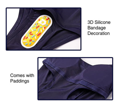 Japanese Anime Sailor Style Two-Piece Uniform Swimsuit Set with Bandage Design - www.Shopthatapp.com