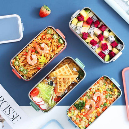 Portable Stainless Steel Double Layer Kids Lunch Box - www.Shopthatapp.com