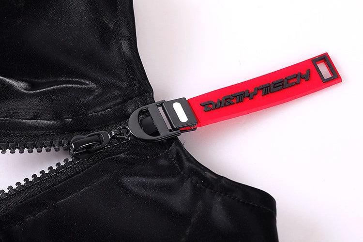 Black and Red One-Piece Spandex Race Queen Bodysuit Cotume with Sheer Mesh - www.Shopthatapp.com