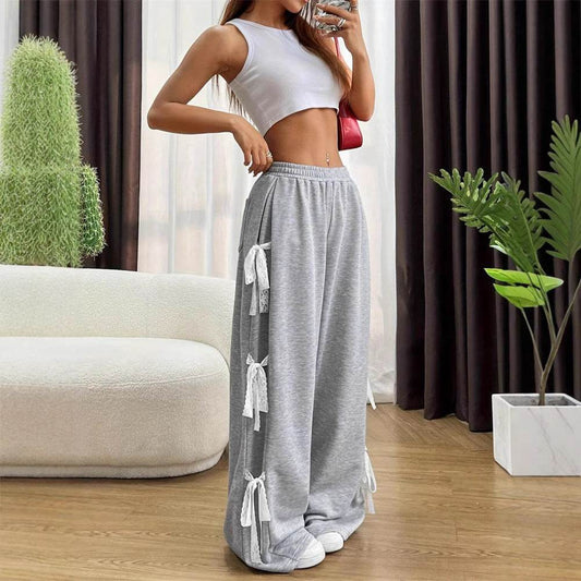 Fashion Bow lace up Oversized Baggy Sweat Pant women - www.Shopthatapp.com
