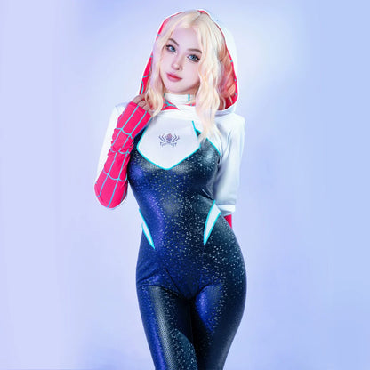 Woman Super Hero Spandex Pu Leather Cosplay Halloween Costume Bodysuit with Jacket