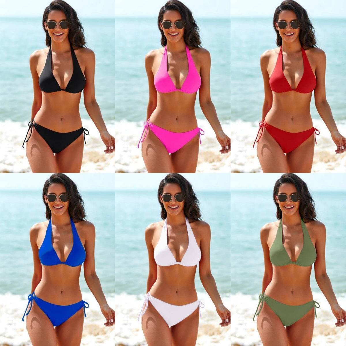 Sexy Bikini Swimsuit Strap Solid Color - www.Shopthatapp.com