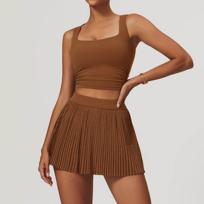 Tennis Skirt set Athletic Sports Workout Pleated Skort Outfit Women - www.Shopthatapp.com