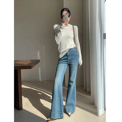 French Style Temperament Retro Washed Baggy Jeans Pant For Women - www.Shopthatapp.com
