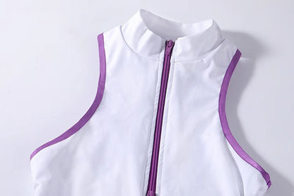 Anime Style Sexy One-piece Swimsuit Front Zipper Spandex Racing Swimwear Bodysuit - www.Shopthatapp.com