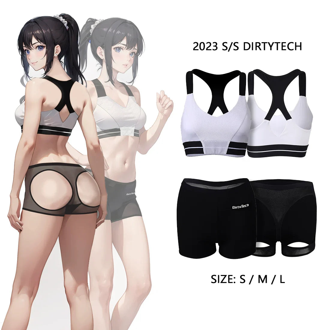 Anime Style 2-Piece Short Gymnastics Uniform Sports Tank Top with Sexy Cutout Shorts - www.Shopthatapp.com