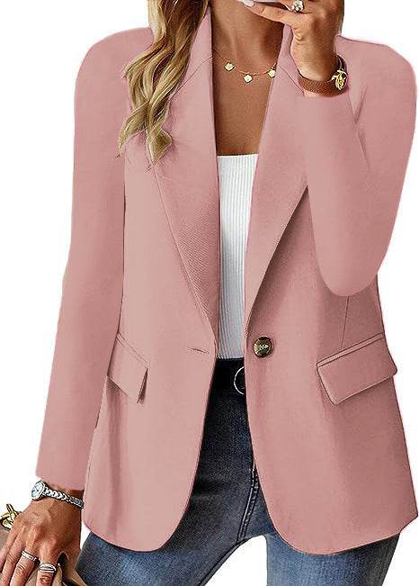 Fashion Casual Women Blazer Long-sleeved Solid Color Casual Cardigan Small Suit Jacket For Women Elegant Office Lady Outerwear - www.Shopthatapp.com
