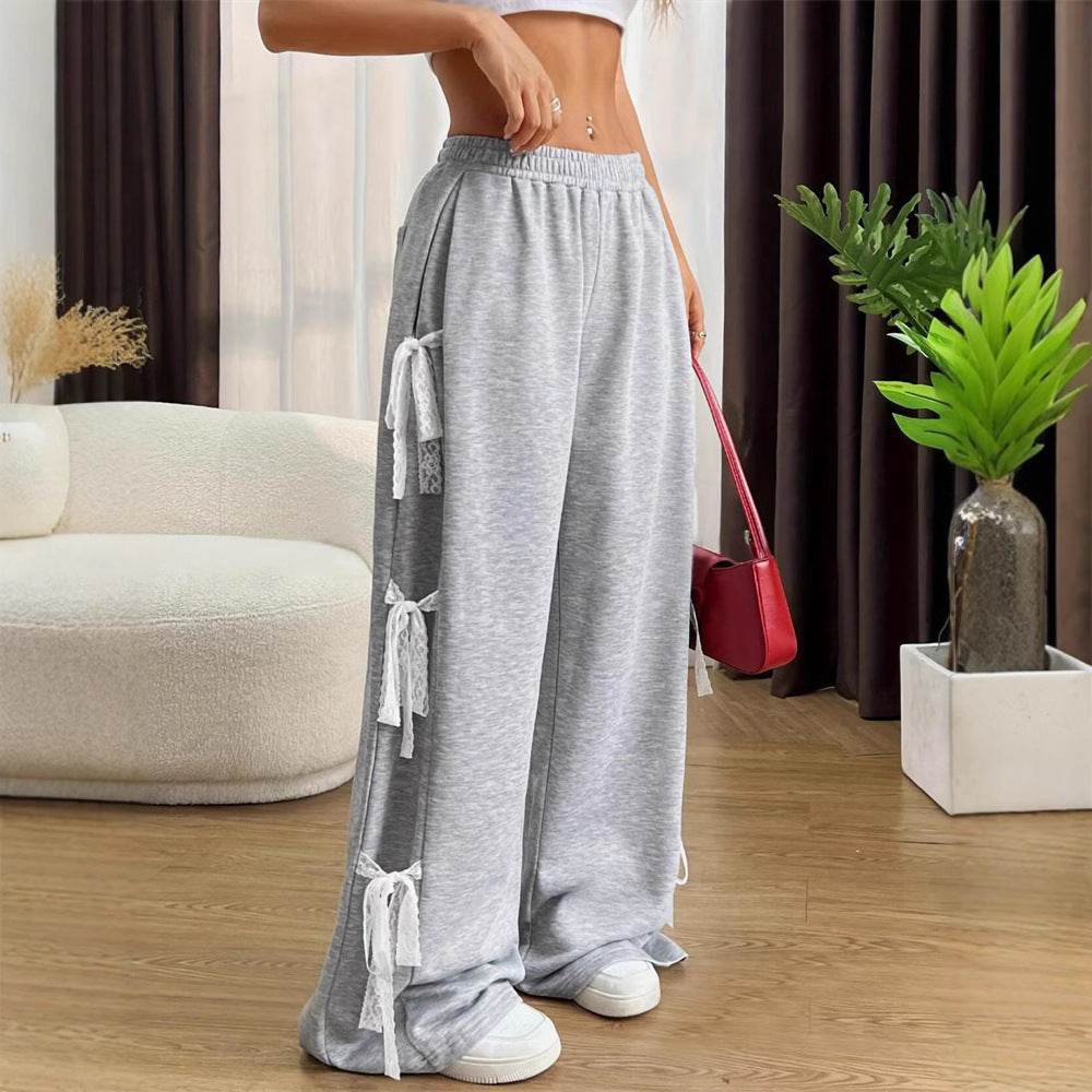Fashion Bow lace up Oversized Baggy Sweat Pant women - www.Shopthatapp.com